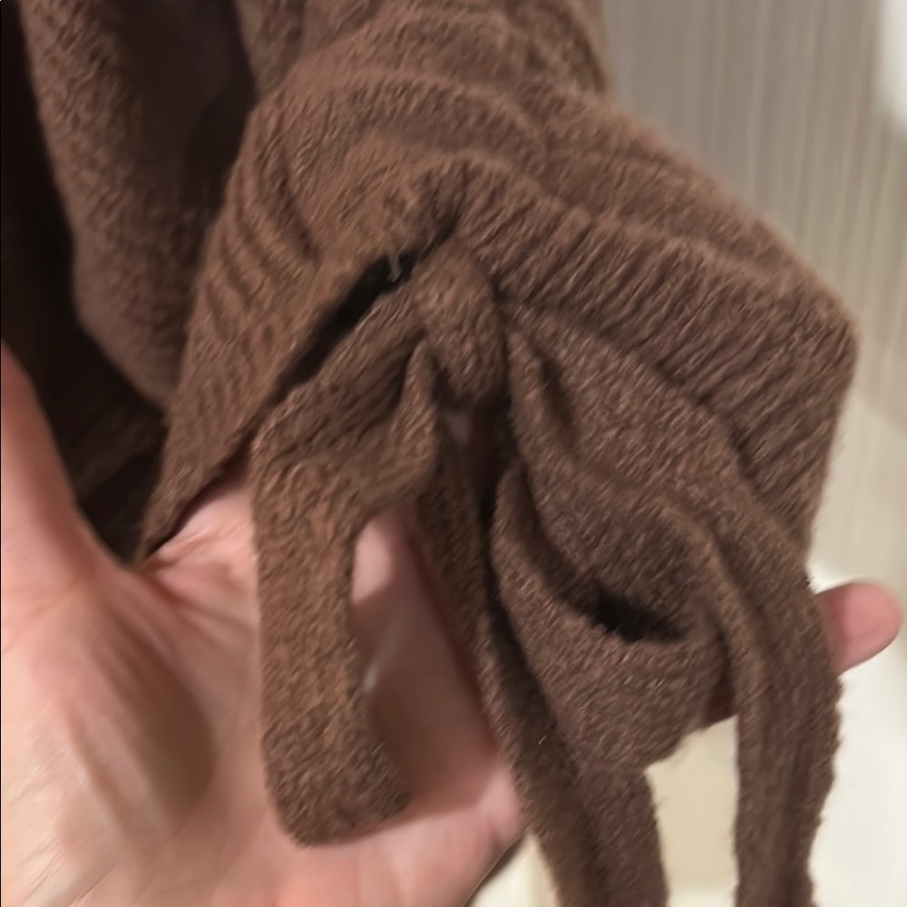 Lucky Brand Chocolate Brown Open-Front Cardigan Tie Sleeves - Picture 6 of 11